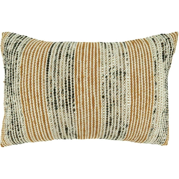Fennco Styles Rust Striped 100% Cotton Decorative Throw Pillow Cover 16" W X 24" L - Woven Textured Square Accent Pillow Case for Home, Couch, Living Room, Bedroom, Office and Holiday Décor