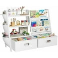 thumbnail image 3 of Kids Bookshelf and Toy Storage Organizer, 3 Tier Kids Bookcase, Sling Bookshelf and 2 Toy Bins with Toy Storage Organizer for Children Room, Playroom, Nursery, White, 3 of 9