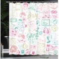 thumbnail image 3 of Ambesonne Video Games Shower Curtain, Monochrome Gaming 90s, 69"Wx75"L, Pink Seafoam, 3 of 4