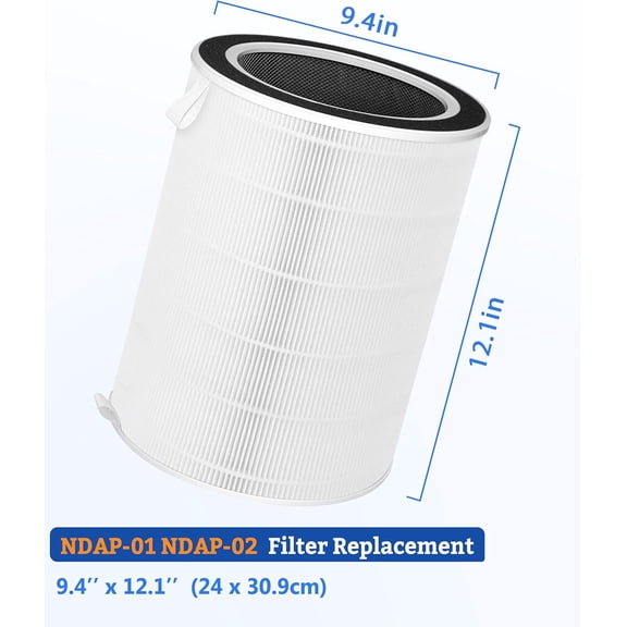 NDAP-01 NDAP-02 Replacement Filter Compatible with Hestom HEPA Air Purifiers, True HEPA Activated Carbon Filter, Compare to Part # VK-6052, 1-Pack