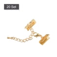 thumbnail image 3 of 20Sets Ribbon Crimp Clamp Ends with Lobster Claw Clasps & Chain 16mm Light Golden, 3 of 6