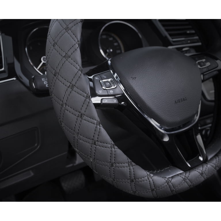 Auto Drive Diamond Quilt Steering Wheel Cover, Black photo 5