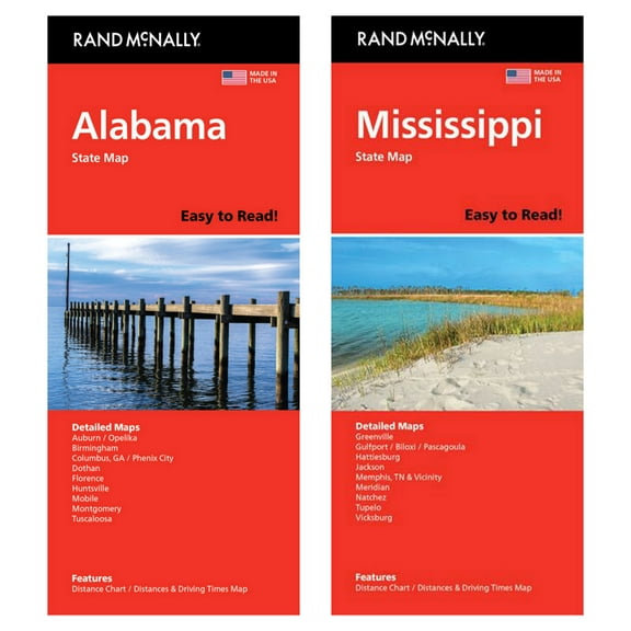Rand McNally State Maps: Alabama and Mississippi (2 Maps)