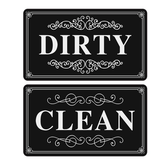 OIUR 2Pcs Dirty Clean Dishwasher Magnet Dish Washing Machine Dirty Clean Magnetic Indicator Acrylic Sign Kitchen Fridge Decoration
