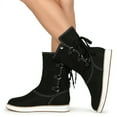 thumbnail image 1 of Coofit Bottes d'Hiver pour Femmes Mode - Bottes de Neige Décoratives à Bride en Toile Bottillons Mi-Mollet, 1 of 6