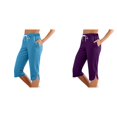 thumbnail image 1 of (2-Pack) Rinsvye Women'S Slim Fit Capris Pure Color Mid-Length Trousers Stretchy Work Pants Comfortable -Pants Casual Wear, 1 of 5