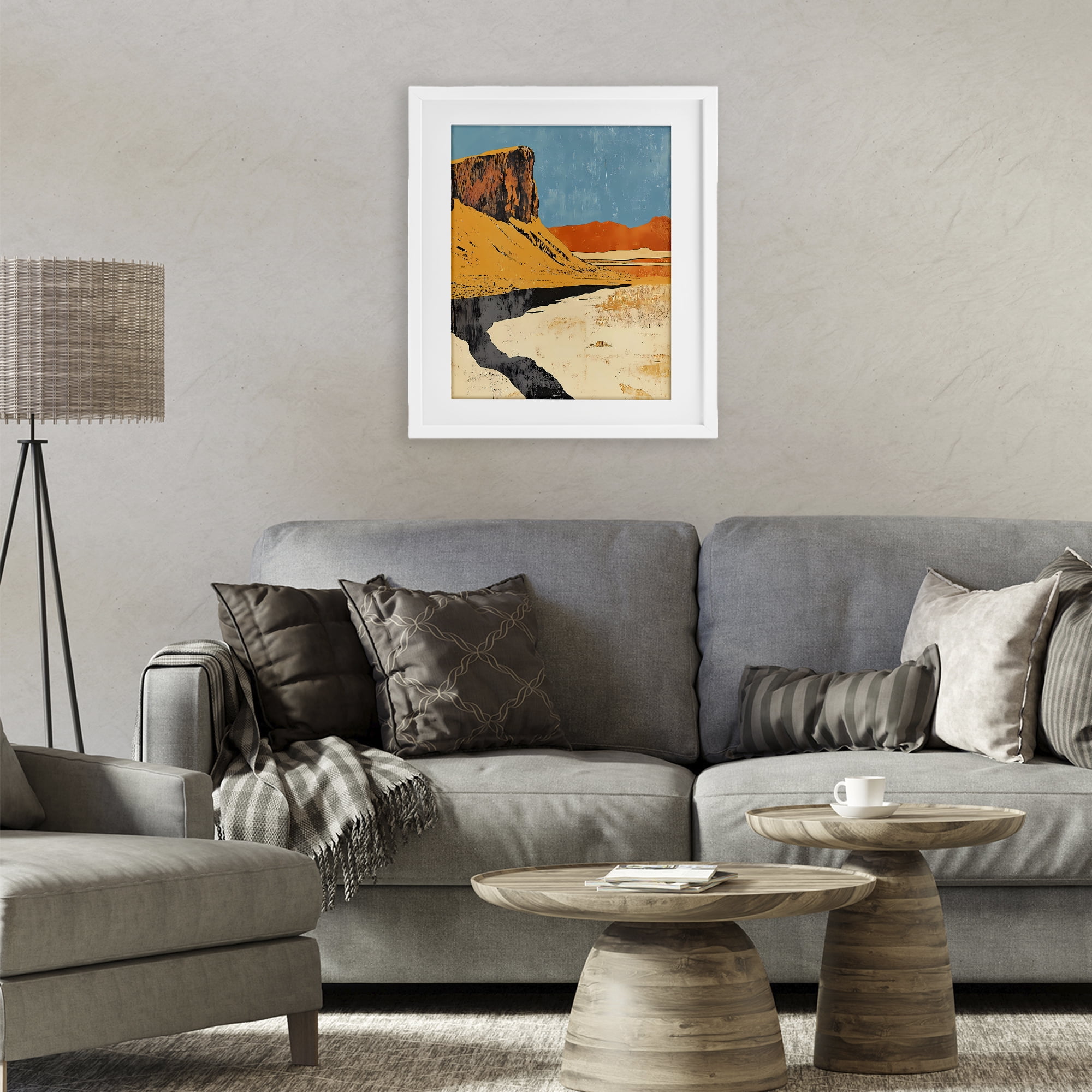 Stupell Industries Canyon Pass Pathway White Framed Print Under Glass, design by Walker Noble