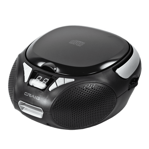 Craig CD6925 Portable Top-Loading Stereo CD Boombox with AM/FM Stereo Radio in Black | LED Display | Programmable CD Player | CD-R/CD-W Compatible | AUX Port Supported |