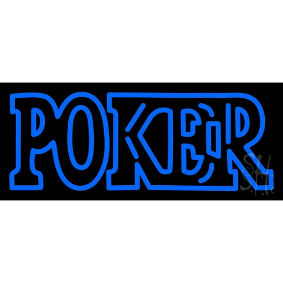 Double Storke Poker LED Neon Sign 6 x 15 - inches, Black Square Cut Acrylic Backing, with Dimmer - Bright and Premium built indoor LED Neon Sign for wall décor, arcarde, and storefront.