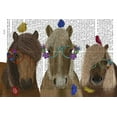 thumbnail image 2 of Fab Funky 32x23 White Modern Wood Framed Museum Art Print Titled - Horse Trio with Flower Glasses, 2 of 4
