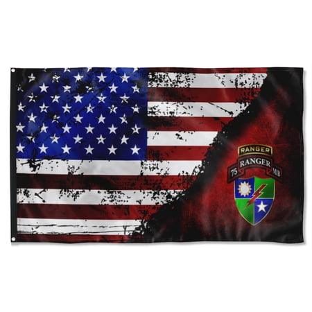 Cayyon Mib 75th Tabbed Stars&stripes Flag 3x5Feet Military Banner with 2 Brass Grommets