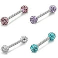 thumbnail image 7 of jiaroswwei 1/4Pcs Rhinestone Round Ball Tongue Nose Stud Nipple Lip Piercing Women Jewelry, 7 of 7