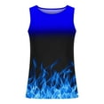 thumbnail image 3 of Penkiiy Men Casual Fashion Flame Printing Pullover Round Neck Sports Tank Tops XL Blue, 3 of 4