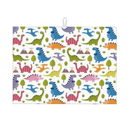 

Dish Drying Mat cute dinosaur AD Highly Absorbent Microfiber Drying Mat Kitchen Counter or Sink Drawer Liner 16x18 Kitchen Drying Mat Coffee Mat Kitchen Essentials