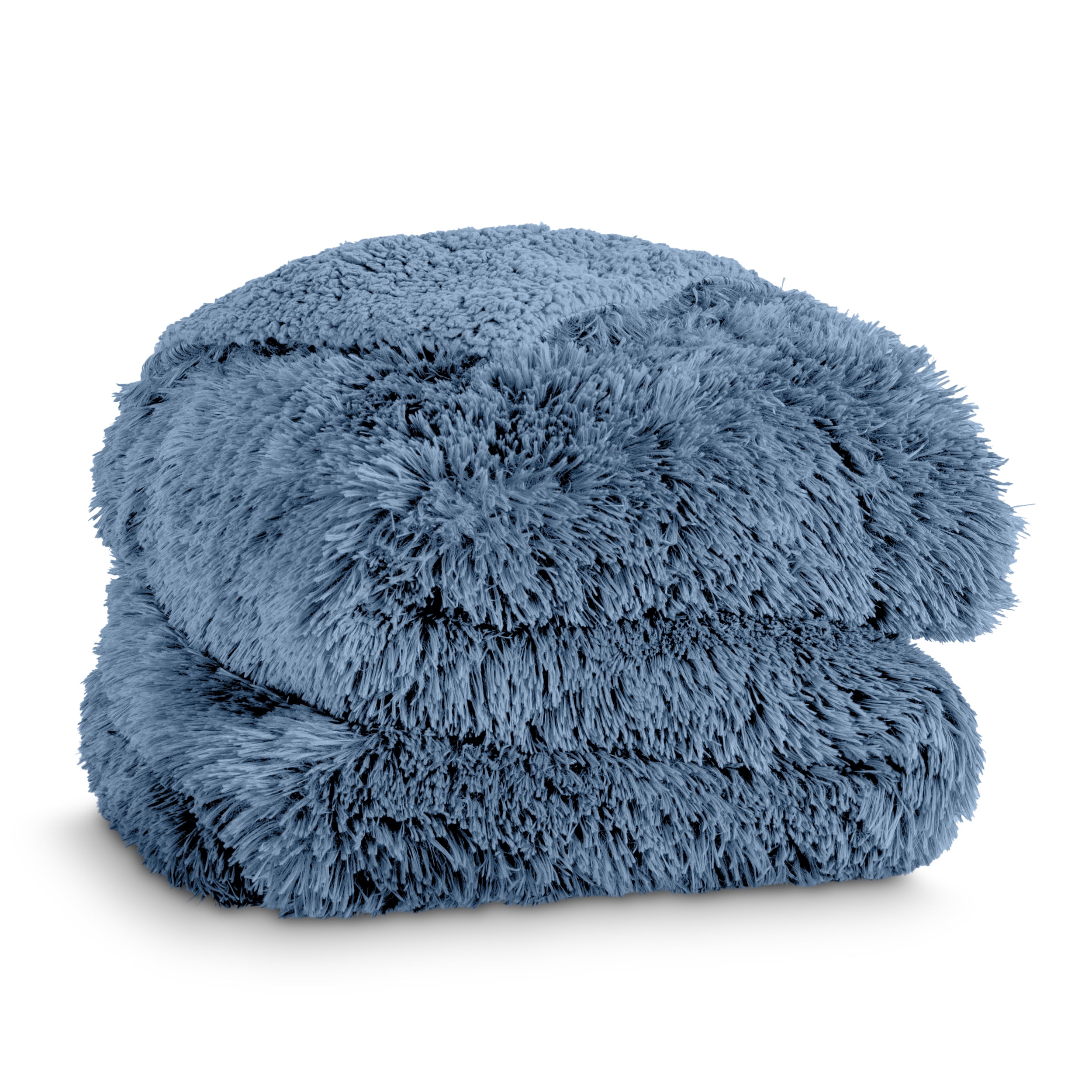 Bare Home Shaggy Blanket - 90" x 90" - Ultra Soft Fleece - Full/Queen, Coronet Blue