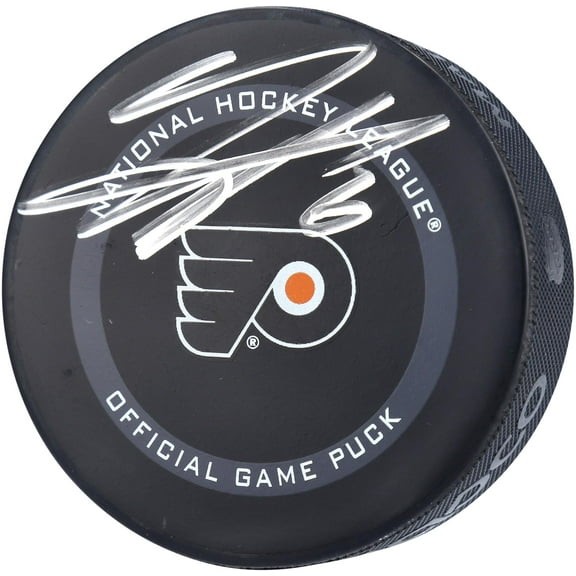 Travis Sanheim Philadelphia Flyers Autographed 2021 Model Official Game Puck - Fanatics Authentic Certified