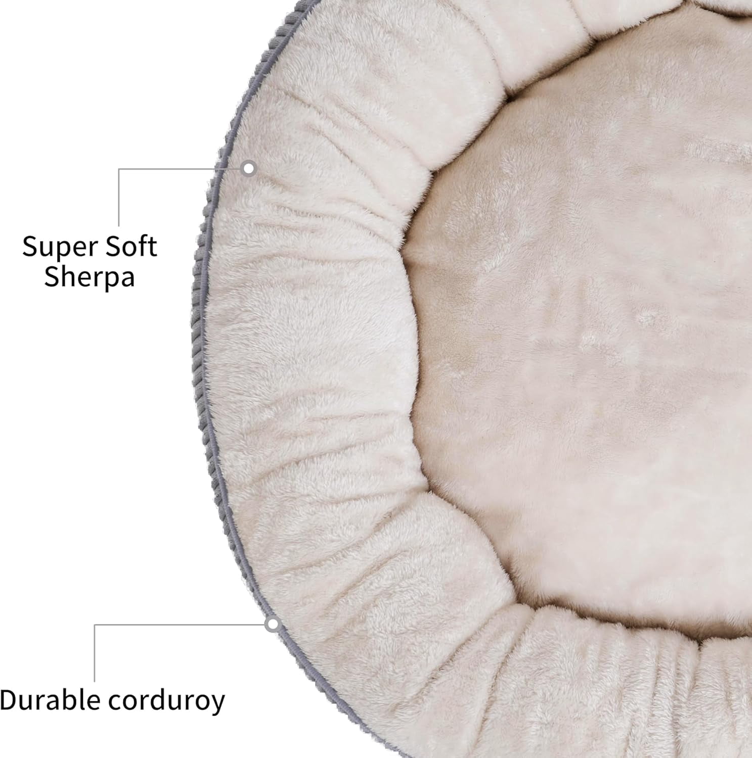 Donut Dog Bed,45 Inches Calming Round Dog Beds for Extra Large Dogs,Washable Anti Anxiety Cuddler Dog Bed with Removable Cover(Light Grey,XL)