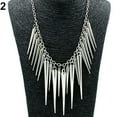 thumbnail image 2 of AYYUFE Women's Multilayer Spike Rivet Tassels Chain Bib Statement Necklace Punk, 2 of 5
