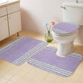 thumbnail image 2 of Purple Silver Stripes Bath Mat 3 Piece Bathroom Rug Set, Modern Ombre Abstract Aesthetic Non Slip Bath Rug Contour Mat and Toilet Lid Cover, Absorbent Shower Mats Soft Bath Rugs and Mats Sets, 2 of 8