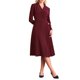 thumbnail image 2 of Vestido midi plisado de manga larga con solapa de pico para mujer Inspire Chic en color rojo vino, 2 of 5