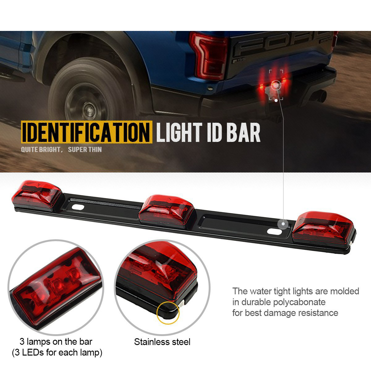 Auto Parts and Vehicles 12V Car Waterproof Red 9led Identification