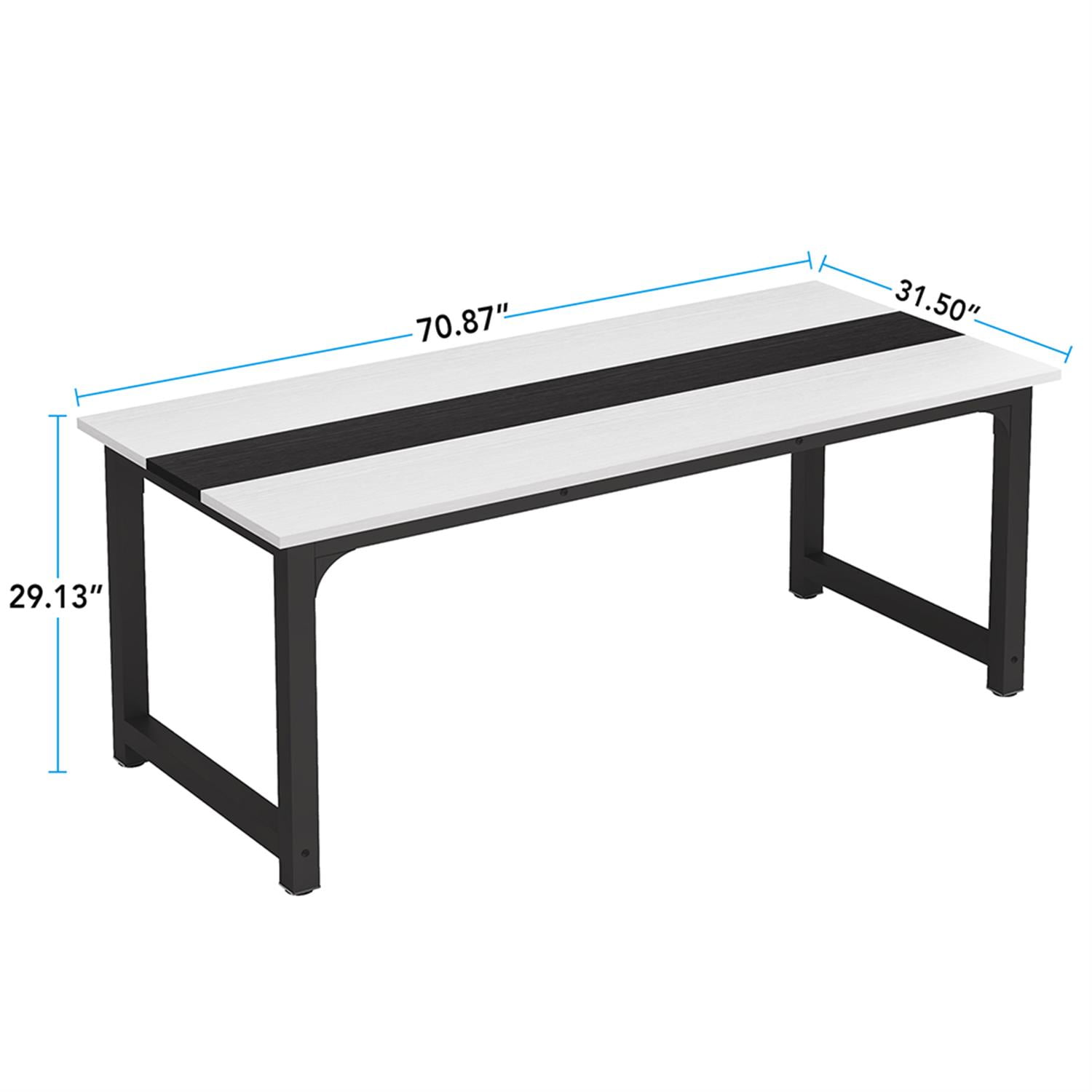 Demi Bonn 55" Heavy-Duty Computer Desk, Gaming Desk, Simple Study Work Desk for Home Office, Study, Living Room, White
