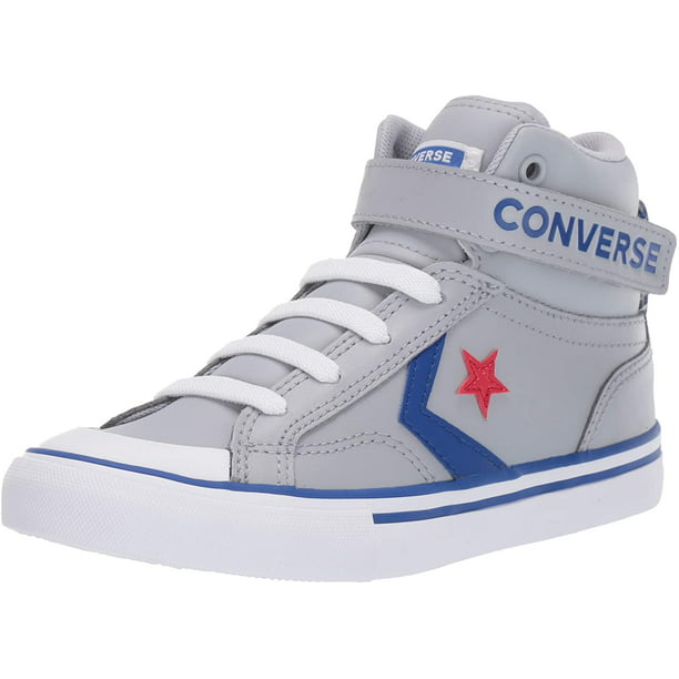 Converse Kid's Unisex Pro Blaze Strap High Top Sneaker (Wolf  Grey/Blue/Enamel Red, 12) البيج