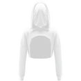 thumbnail image 4 of Aislor Kids Girls Mesh Long Sleeve Drawstring Hooded Crop Top for Hip Hop Jazz Dance Costume White 8, 4 of 6