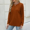 thumbnail image 6 of Sevevn Women's Solid Color Ribbed Knit Casual Crew Neck Fall Dressy Tops for Women Tunic Blouse Coffee M, 6 of 9