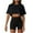 Black, variant on fatyb Women's Crop T-Shirts Short Sleeve Crew Neck Basic Tee Plain Loose Summer Casual Tops for Women