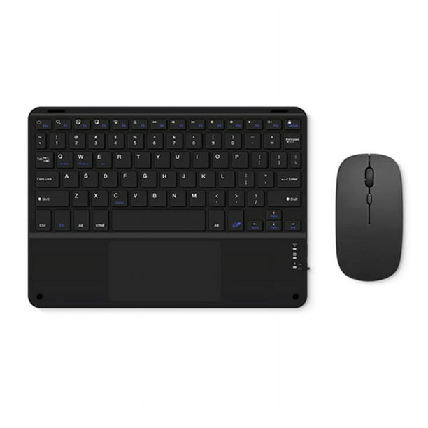 Teclado Bluetooth con Panel Táctil y Ratón para PC, Tableta, Juegos, Teclado Inalámbrico, Color Negro