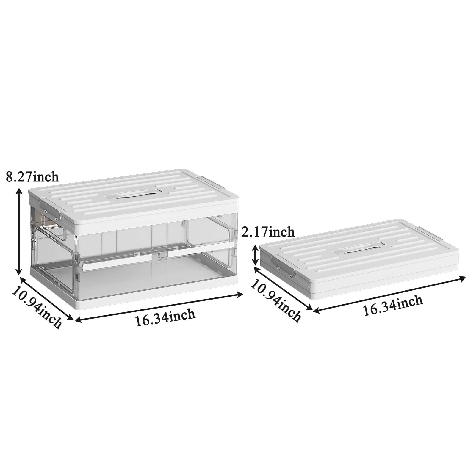 Dropship 2 Pack Collapsible Storage Bins With Lids, Clear Plastic Foldable  Storage Box, Stackable Storage Containers For Organizing, White to Sell  Online at a Lower Price