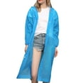thumbnail image 2 of Opolski Long Raincoat Single-breasted Hooded Reusable Men Women Rainy Day Outdoor Hoodie Rain Coat for Garden,Blue, 2 of 8