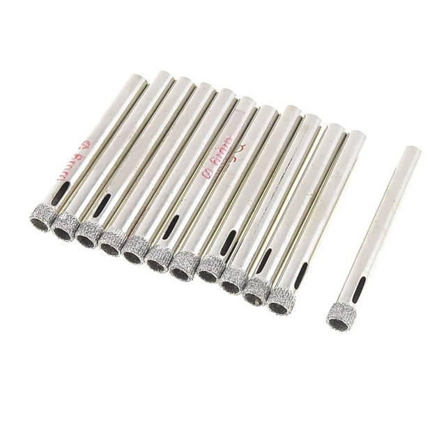 12 Pcs 6mm Dia Diamond Coated Drilling Bit Granite Marble Tile Glass Hole Saw