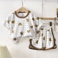 thumbnail image 2 of NOLDARES Kids Toddler Baby Boys Outfits 2 Piece Trendy Print Short Sleeve Round Neck T-Shirt and Relaxed Fit Shorts Sets Clothes(Coffee,12-18 M), 2 of 6