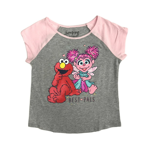 Jumping Beans Toddler Girls Gray Sparkle Elmo Abby Cadabby Tee Shirt  T-Shirt 4T