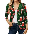 thumbnail image 4 of EANJE Women Christmas Graphic Open Front Cardigan, 3/4 Sleeve Loose Lightweight Shrug, Casual Printed Thin Knit Layering Top Green L, 4 of 6