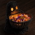 thumbnail image 5 of Hand Woven Black Rattan Ghost Candy Bowl, 2-in-1 Halloween Basket with Hollow Eye Candle Holder, PVC Material Storage for Treats Snacks, Spooky Tabletop Decor for Home Party Entryway Seasonal Display, 5 of 7