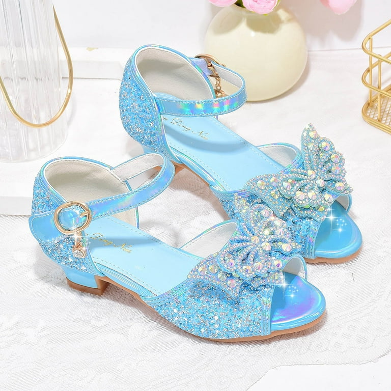 Hessimy Girls Dress Shoes Wedding Party Heel Mary Jane Princess Flower Shoes  Princess Shoes (Toddler/Little Kid/Big Kid)(Blue,12) - Walmart.com