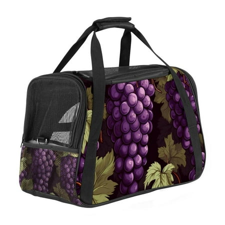 Grape Sherpa Dog Carrier Bag with 900D Oxford Cloth Fabric  Nylon Webbing - 17x10x11.8 in / 43x26x30 cm - Pet Travel Tote for Small Breeds - Breathable &