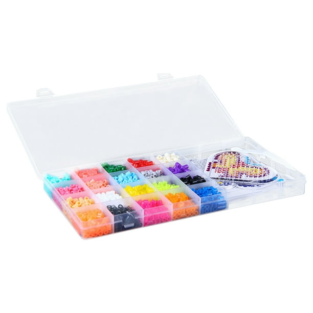 Kit de cuentas fusibles con tableros de clavijas, pinzas y papel de planchar. Compatible con Perler. 20 colores