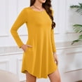 thumbnail image 5 of Robe T-Shirt à Poche, Robe Midi Ample à Manches Longues à Col Rond, Robe Facile pour Tous les Jours pour Femmes, Maternité, Voyage et Tenue de Fin de Semaine Orange G, 5 of 5