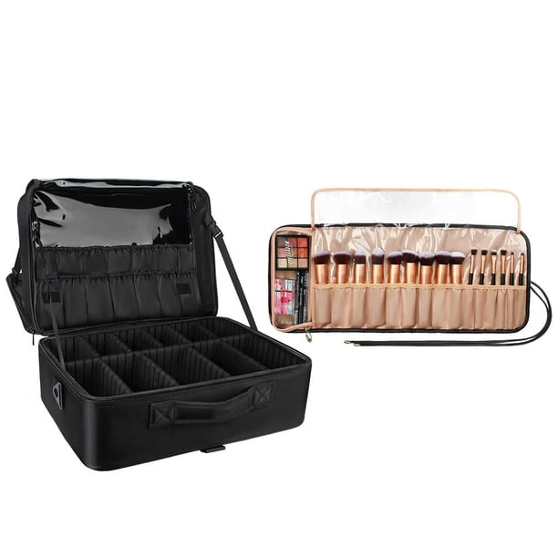 HOMCOM 3 Tier Diamond Texture Makeup Train Case Cosmetic Organizer