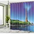 thumbnail image 5 of Ambesonne Eiffel Tower Shower Curtain, Eiffel at Sunrise, 69"Wx84"L, Navy Blue Green Cream, 5 of 5