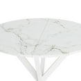 thumbnail image 6 of 31.5" Modern Round Dining Table with Detachable Printed White Marble Table Top, End Table with Metal Crossed Legs, Easy to Assemble, Leisure Coffee Table for Livingroom Kitchen, White, 6 of 9