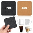thumbnail image 3 of 8 Pcs Table Coasters for Drinks Two Sided Felt and Cork Coasters Square Cup Mats, 3 of 7