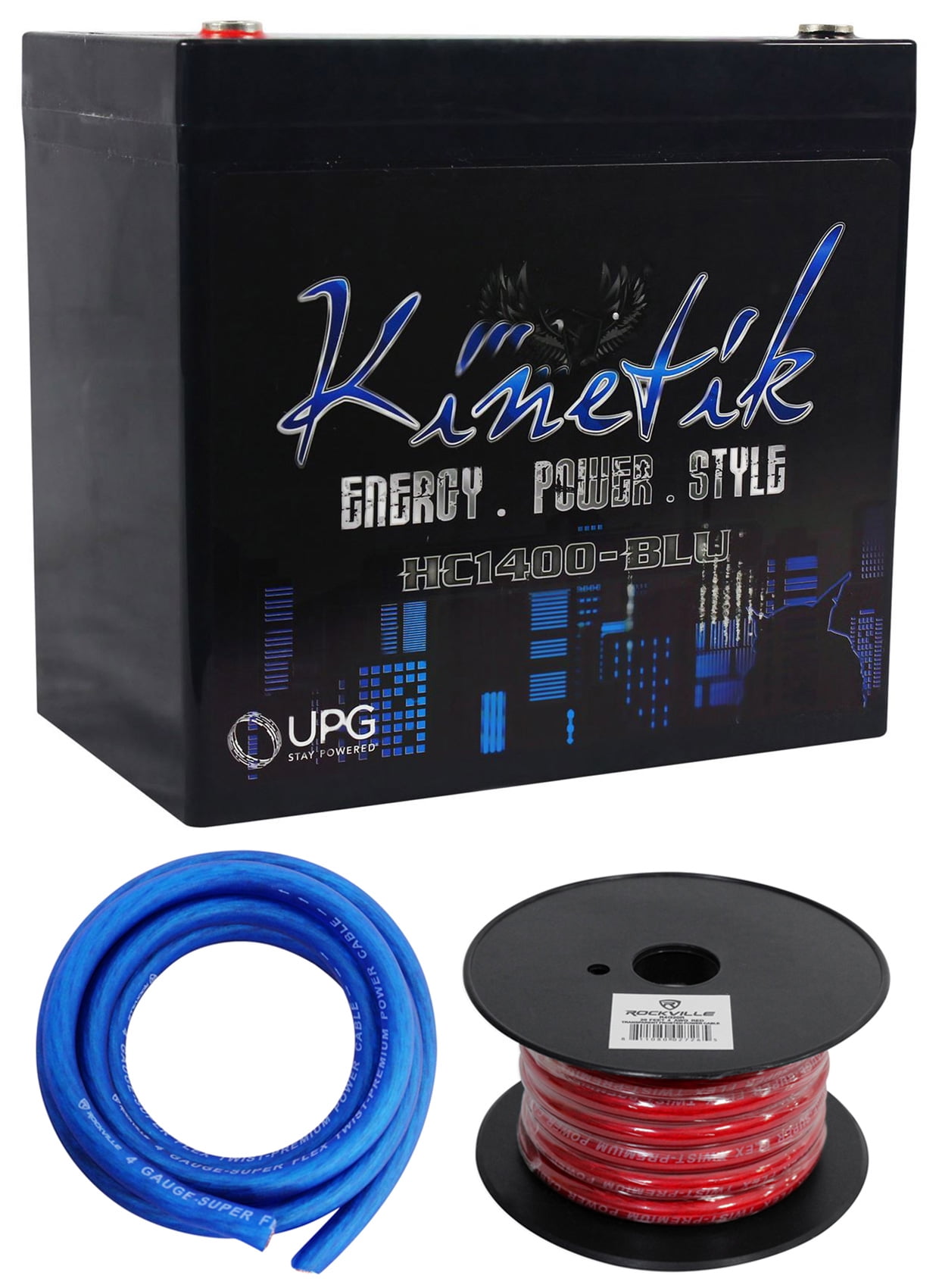 Kinetik Hc1400 Blu Car Audio 1400 Watt Power Cell Battery Power Ground Wires Walmart Com