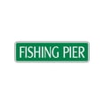 thumbnail image 1 of Fishing Pier Metal Street Sign Beach House Fisherman Offshore Onshore Wall Decor 4x13.5, 1 of 1