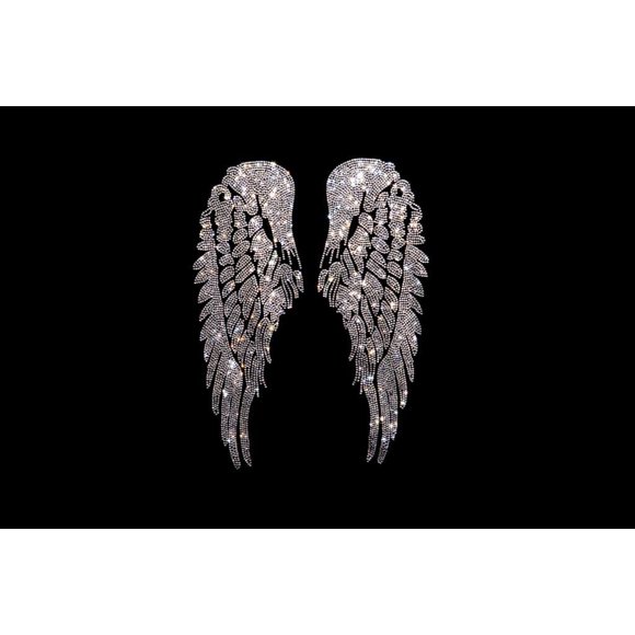 Rhinestone Clear Crystal Angel Wings Iron-on Heat Transfer Design by Rhinestop, Iron on Motif, hot fix Angel Wing Design, bedazzle Angel Wings