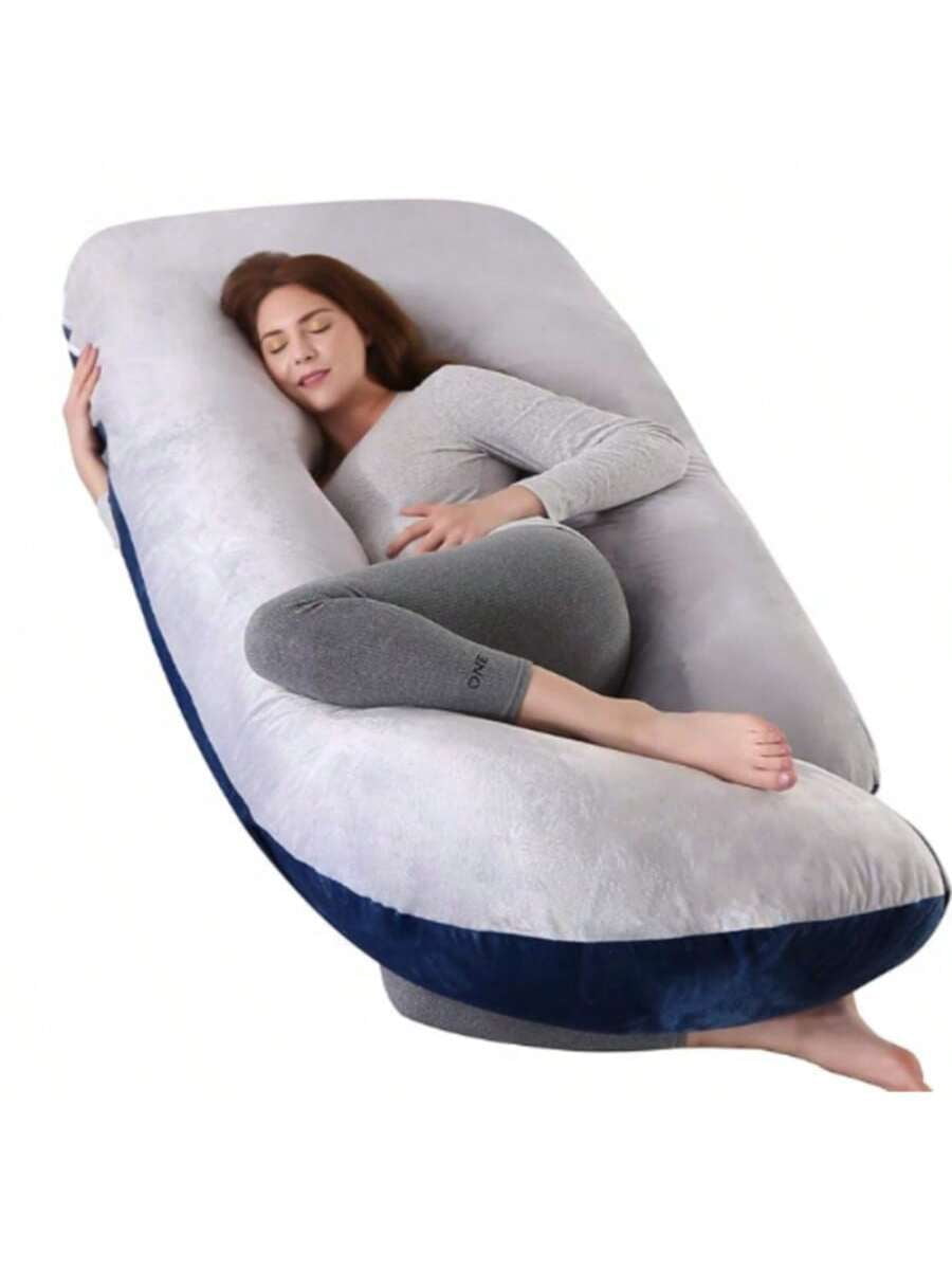 XC  Pregnant Woman Pillow With Cooling Cover, U-Shaped Full-Body Pregnant Pillow, Suitable For Side Sleepers 57 Inches-Pregnant Woman's Back, Buttocks, Abdomen, Leg Support